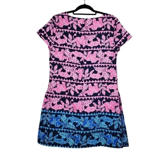 Lilly Pulitzer Womens High Tide Navy Pink Elephant Print Blanca Romper Size 12 - Picture 7 of 9